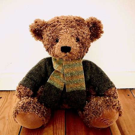 Picture of Teddy Bear Scarf Ochre Grey Charcoal