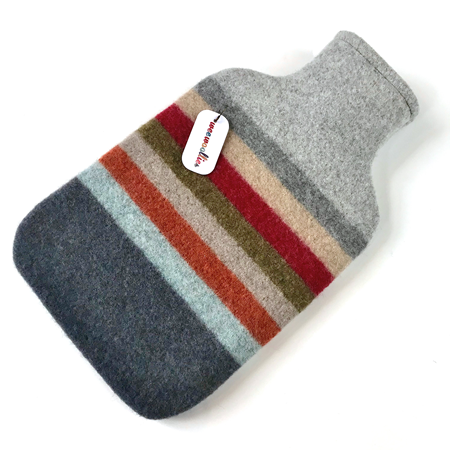 Picture of Hot Water Bottle Red Orange Khaki Stripe