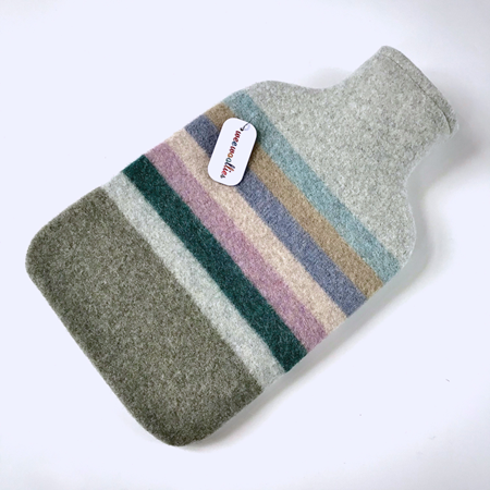Picture of Hot Water Bottle Silver Lilac Teal Stripe