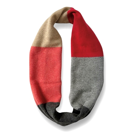 Picture of Colourblock Infinity Scarf Poppy Papaya Grey